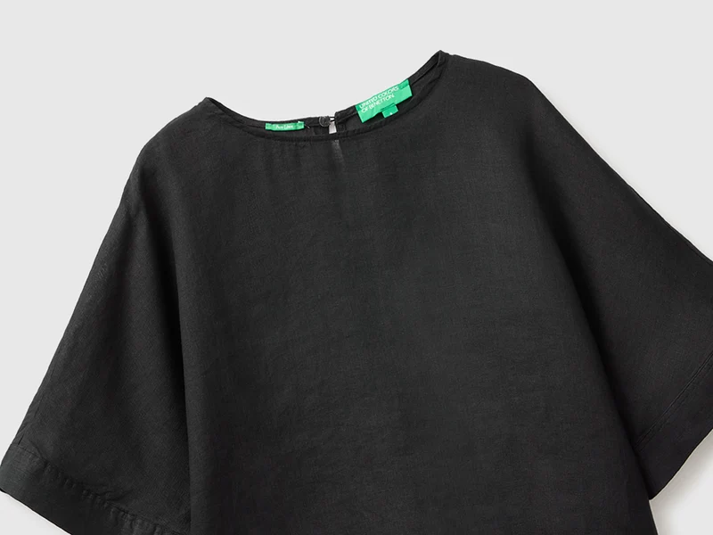 Bluse mit Rundhalsausschnitt aus reinem Leinen