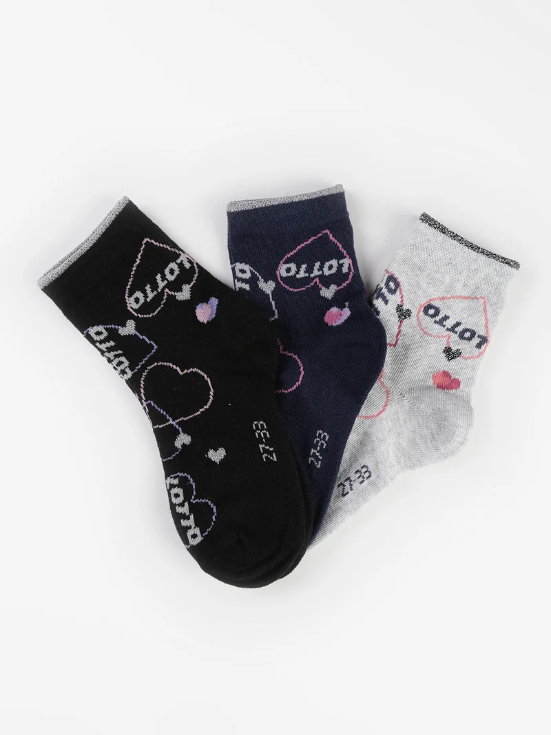 Calze midi da bambina con lurex Confezione 3 paia - blu scuro