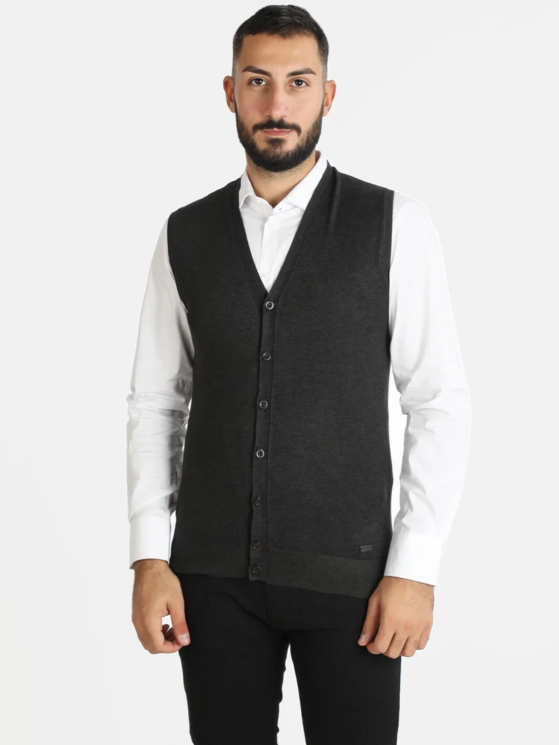 Gilet uomo smanicato con bottoni - grigio scuro