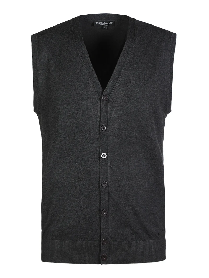 Gilet uomo smanicato con bottoni - grigio scuro