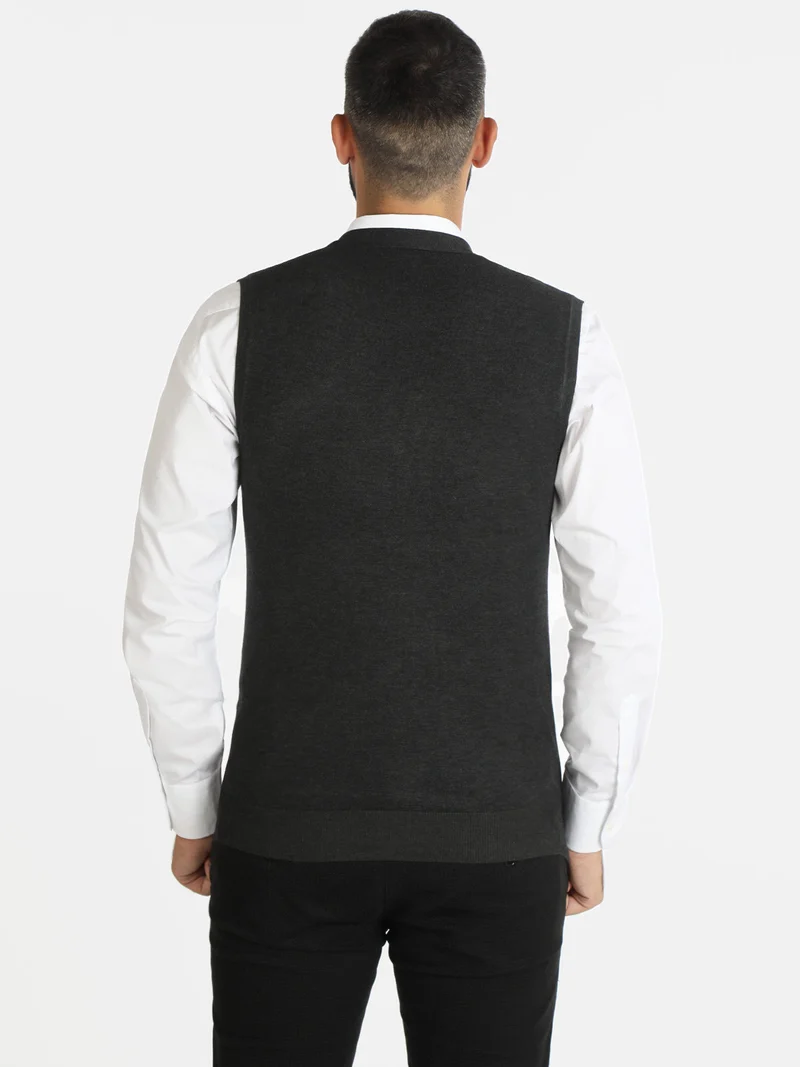 Gilet uomo smanicato con bottoni - grigio scuro