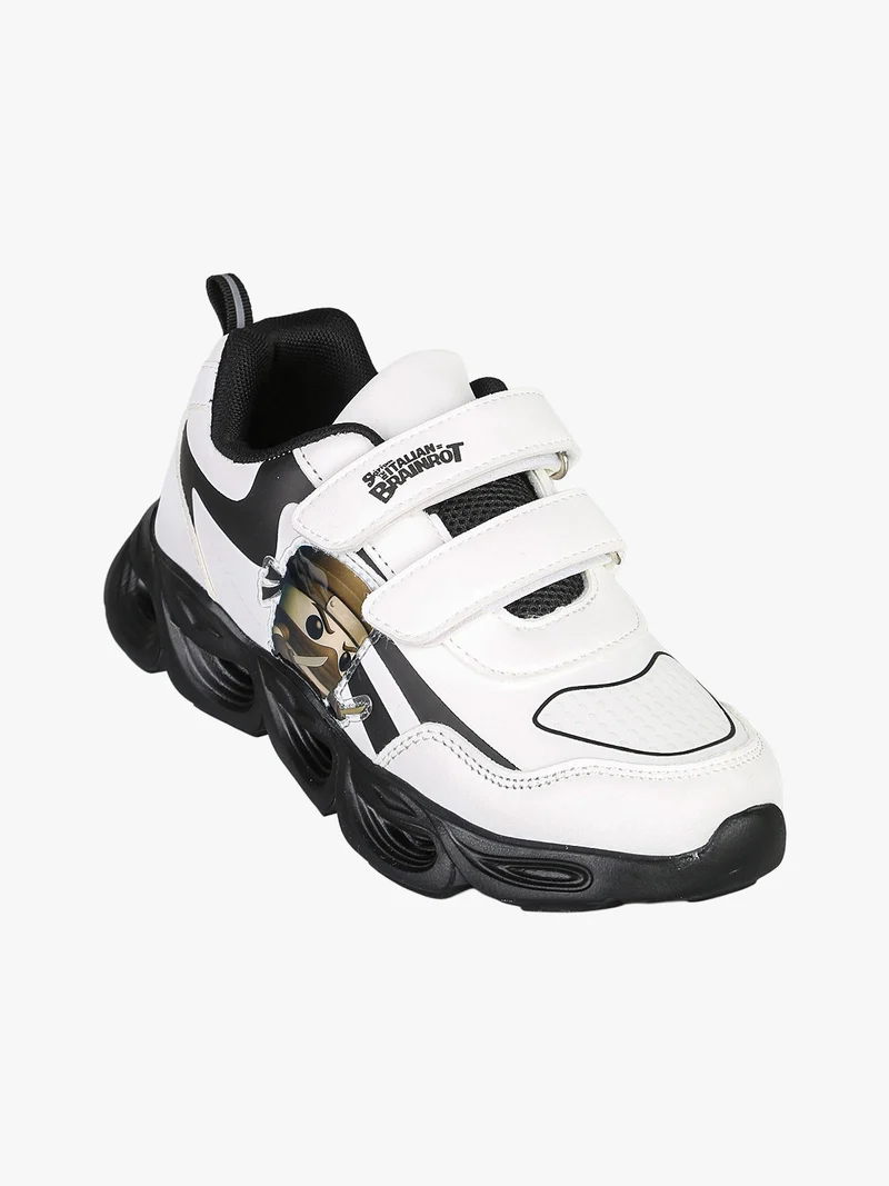 Sneakers da ragazzo con luci e cinturini a strappo - bianco