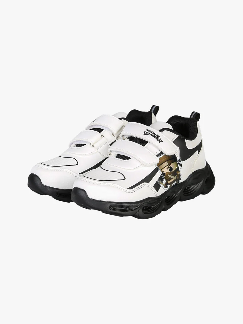 Sneakers da ragazzo con luci e cinturini a strappo - bianco