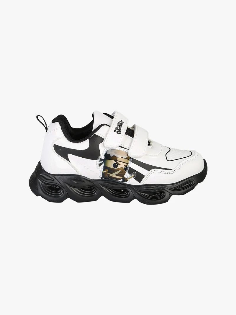 Sneakers da ragazzo con luci e cinturini a strappo - bianco