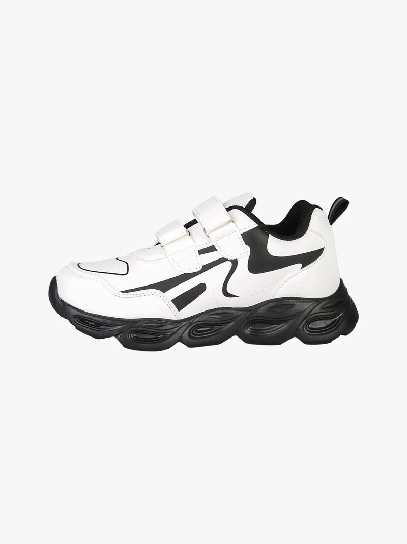 Sneakers da ragazzo con luci e cinturini a strappo - bianco