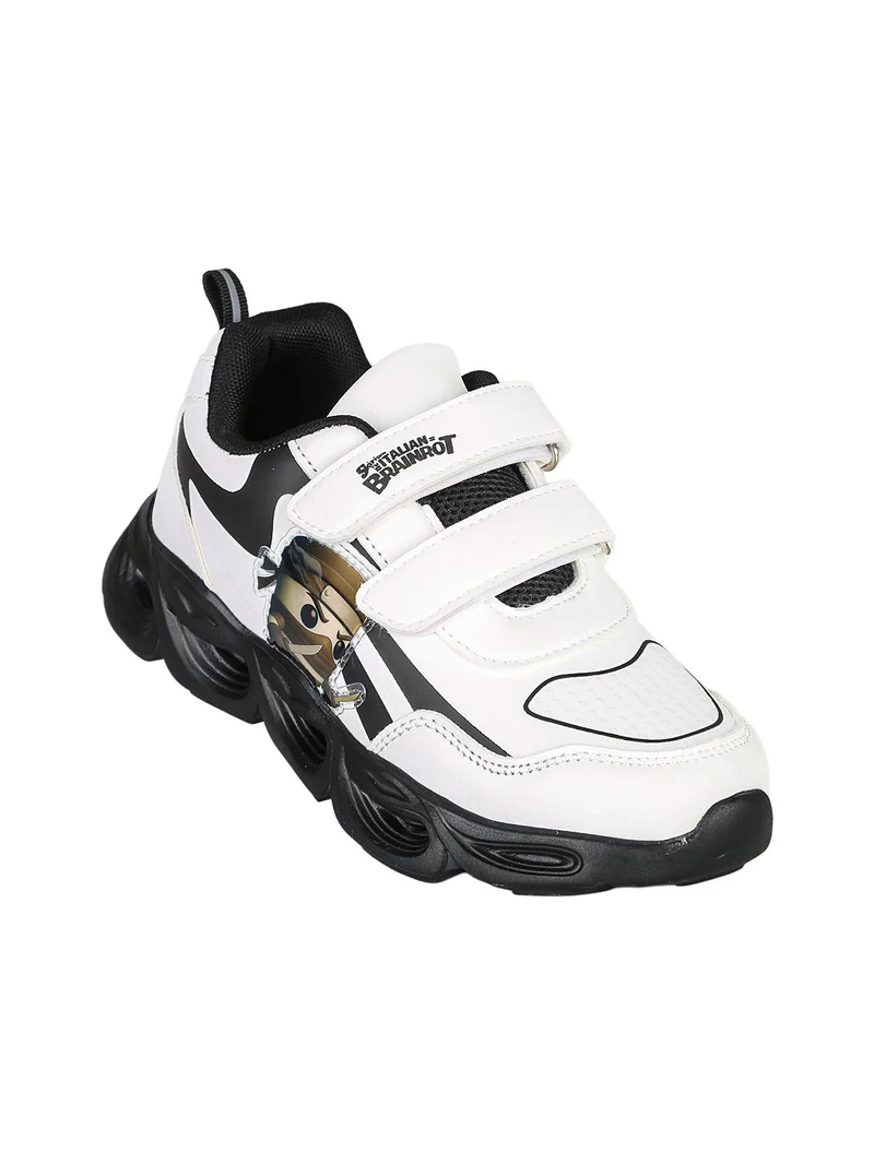 Sneakers da ragazzo con luci e cinturini a strappo - bianco