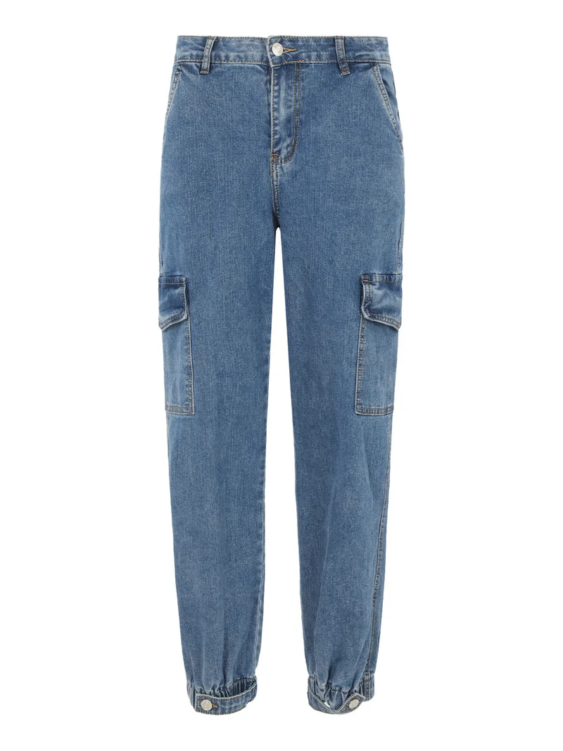 Jeans donna cargo con tasconi - jeans