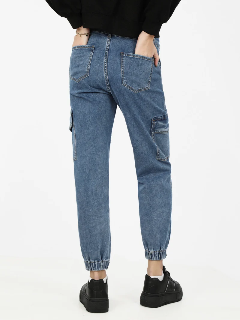 Jeans donna cargo con tasconi - jeans