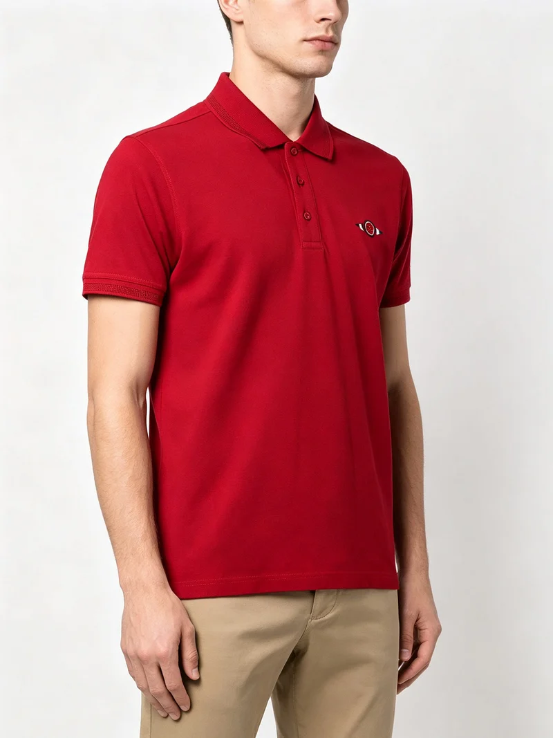 Polo da uomo in cotone a maniche corte - rosso
