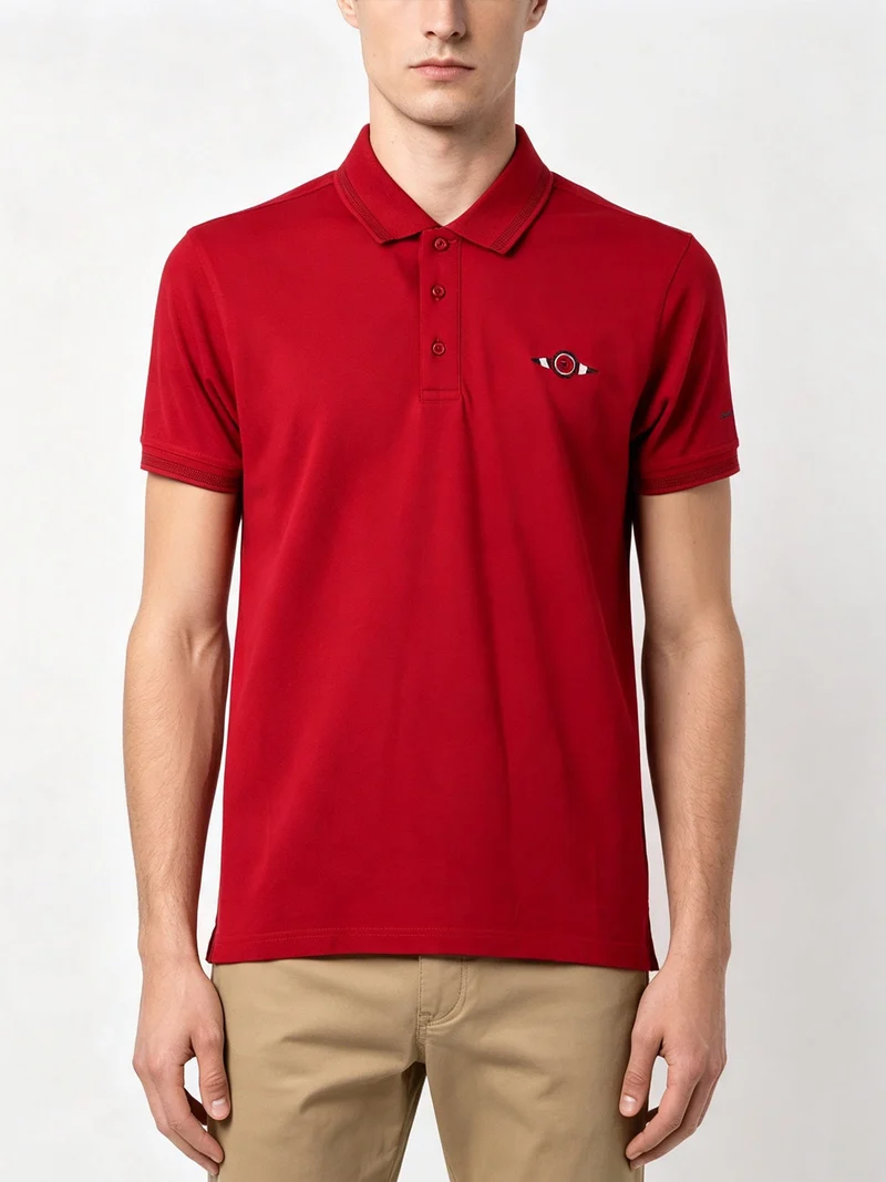 Polo da uomo in cotone a maniche corte - rosso