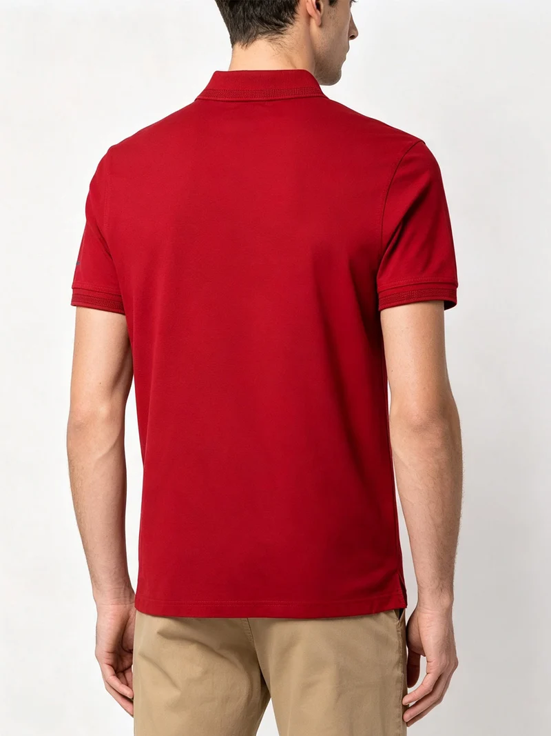 Polo da uomo in cotone a maniche corte - rosso