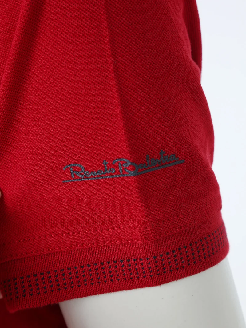 Polo da uomo in cotone a maniche corte - rosso