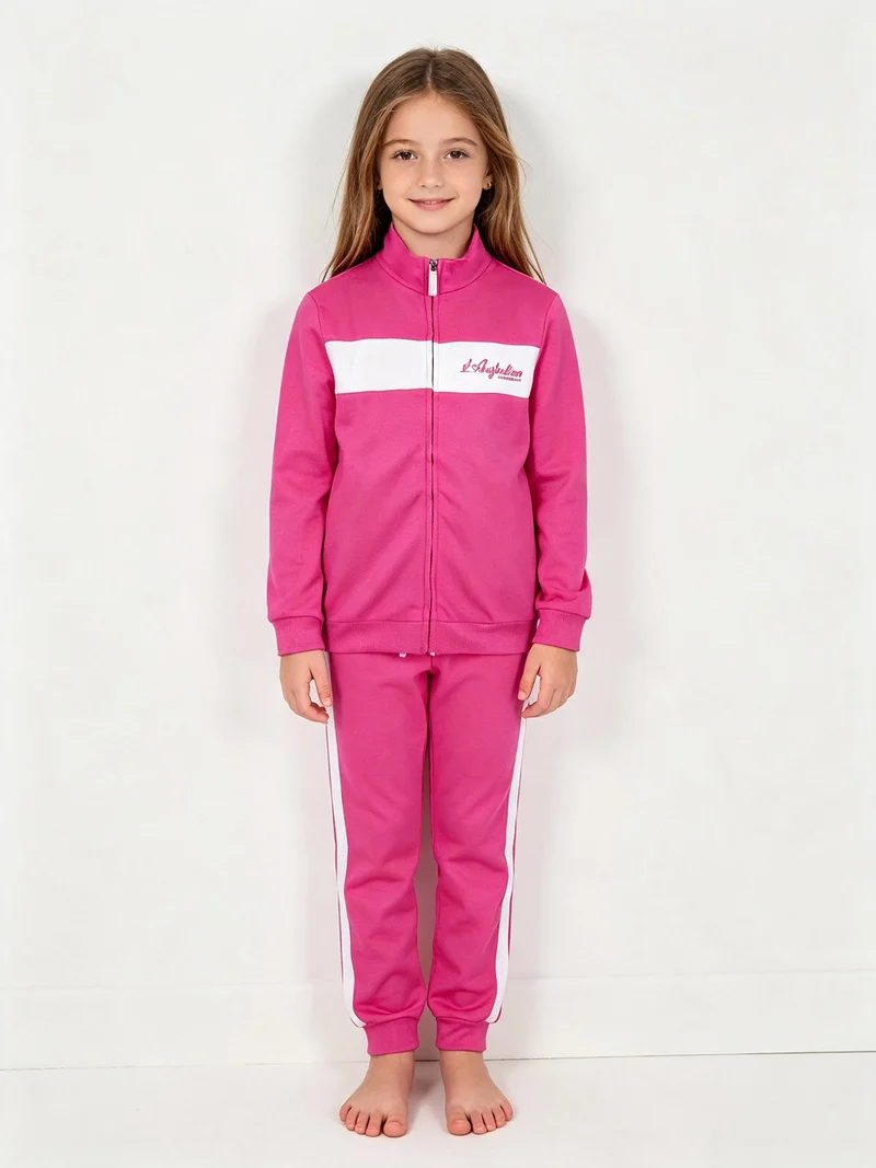 Completo tuta sportiva da ragazza 2 pezzi - fucsia