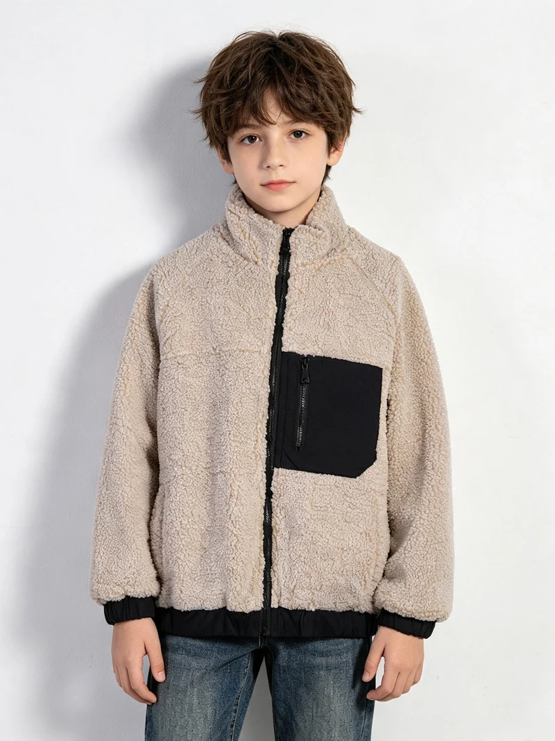 Giubbotto da bambino teddy con zip - beige