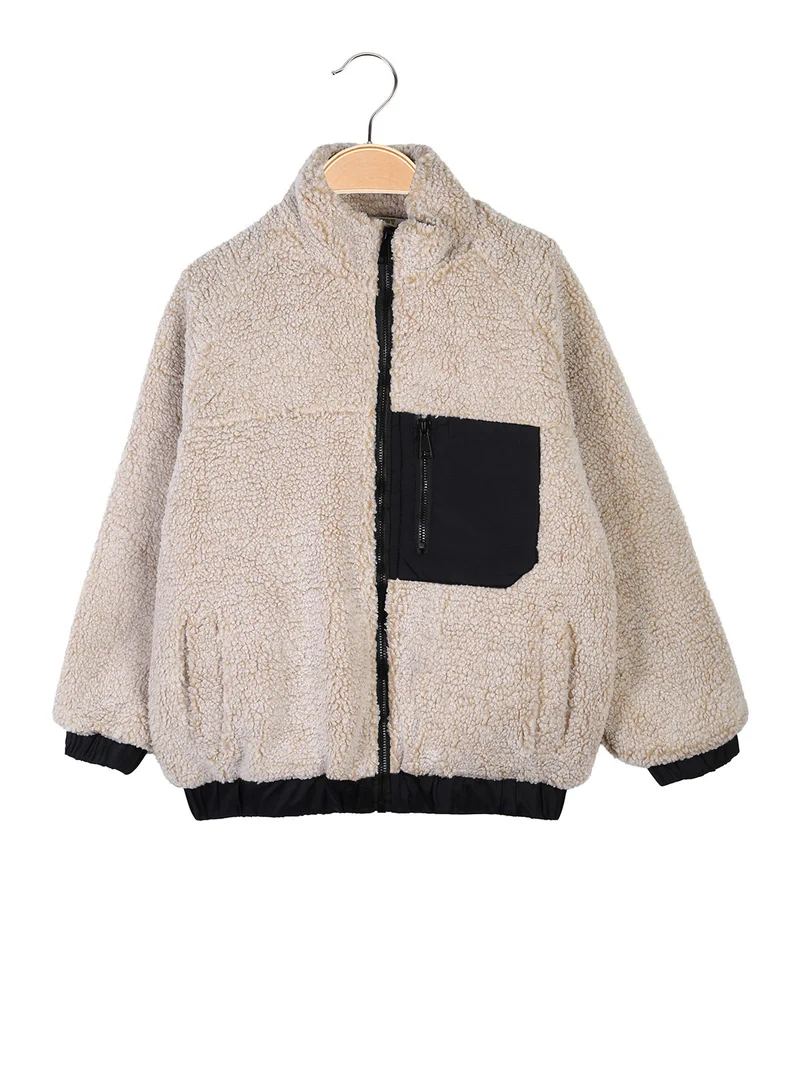 Giubbotto da bambino teddy con zip - beige