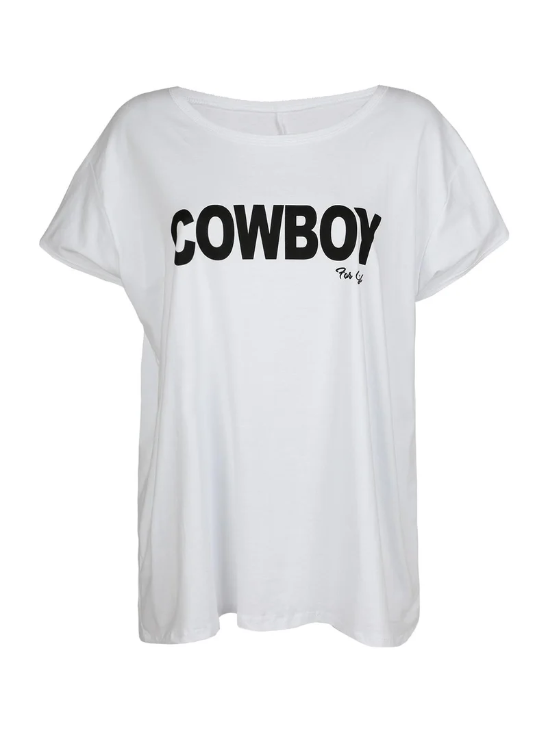 T-shirt in cotone con scritta taglie forti - bianco