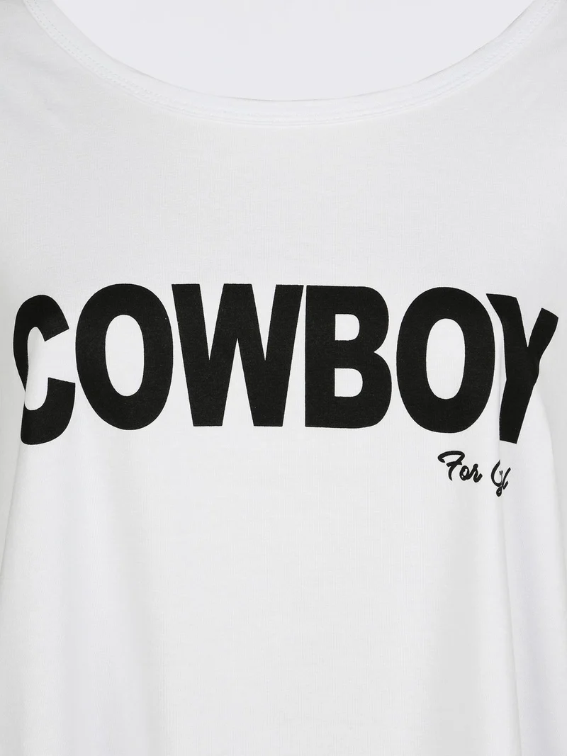 T-shirt in cotone con scritta taglie forti - bianco