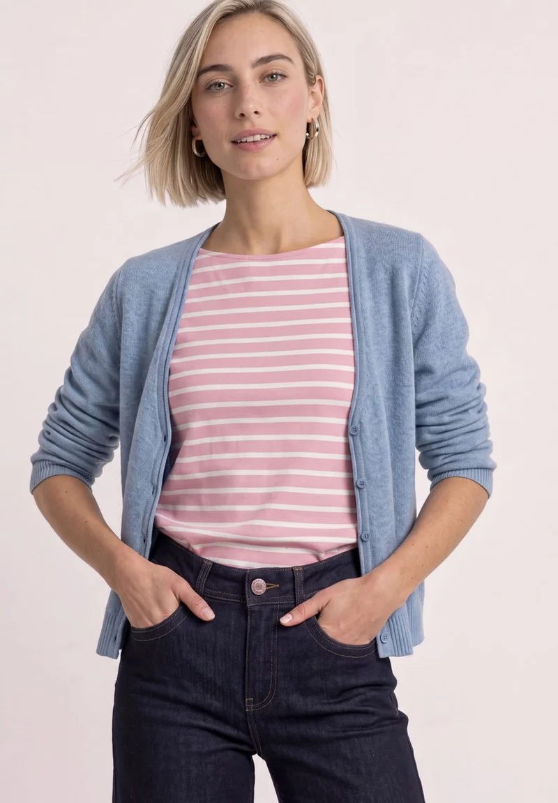 Cadigan mit V-Neck und Knopfleiste