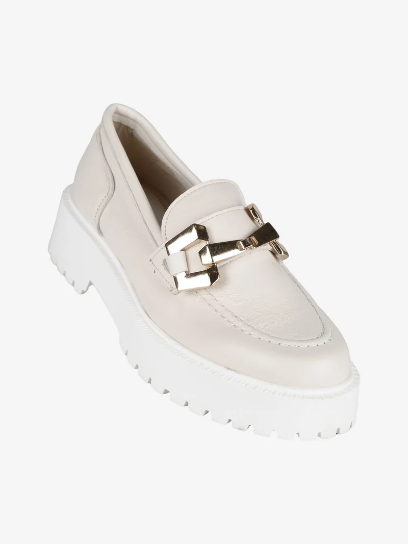 Mocassini in pelle donna con platform - bianco