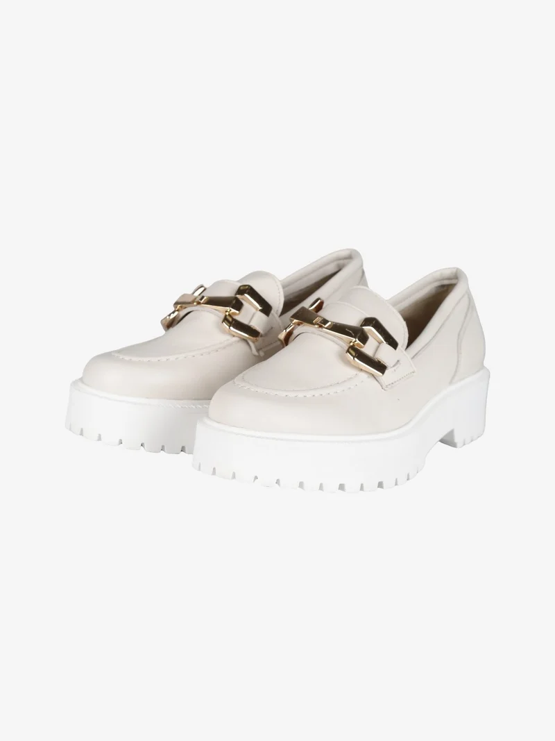 Mocassini in pelle donna con platform - bianco