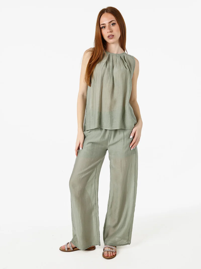 Top donna smanicato - pistacchio