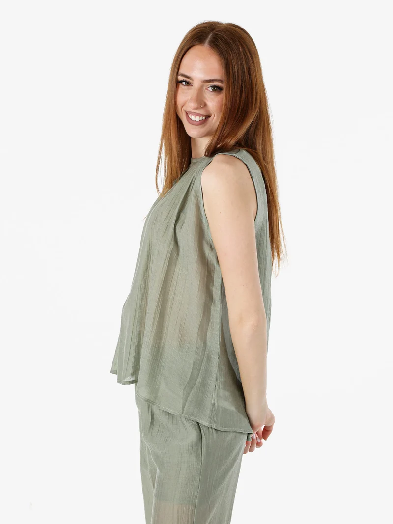 Top donna smanicato - pistacchio