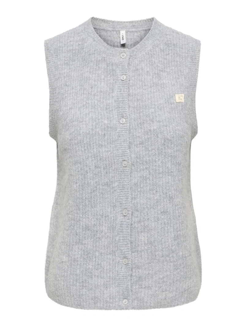 ONLVIGGA SL O-NECK BADGE BUTTON VEST KNT
