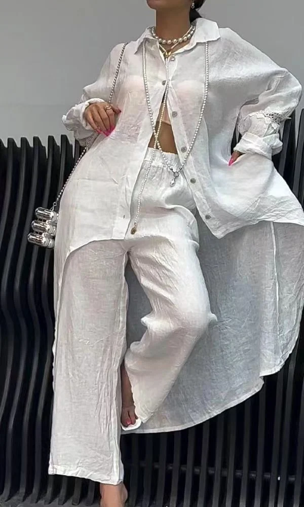 Damen Zweiteiliges Outfit | Langarm Hemd & Hose | Weiches, Atmungsaktives Material