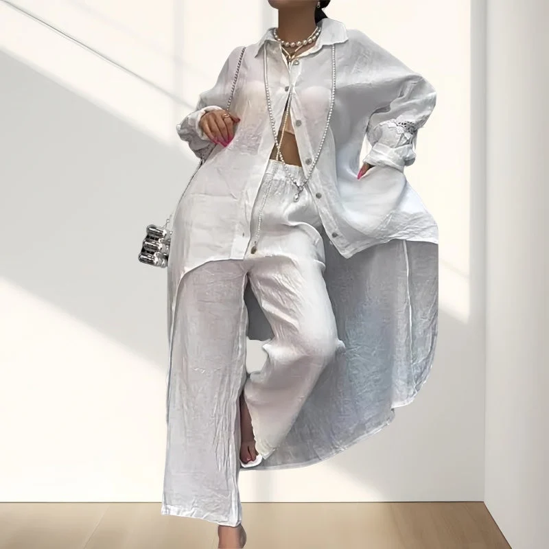 Damen Zweiteiliges Outfit | Langarm Hemd & Hose | Weiches, Atmungsaktives Material