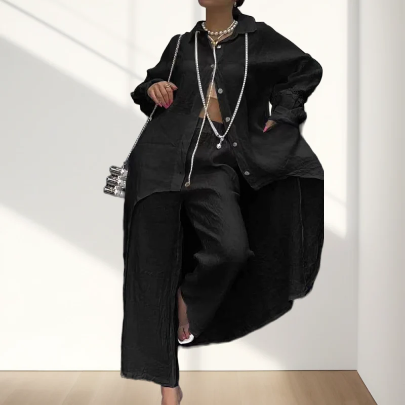 Damen Zweiteiliges Outfit | Langarm Hemd & Hose | Weiches, Atmungsaktives Material