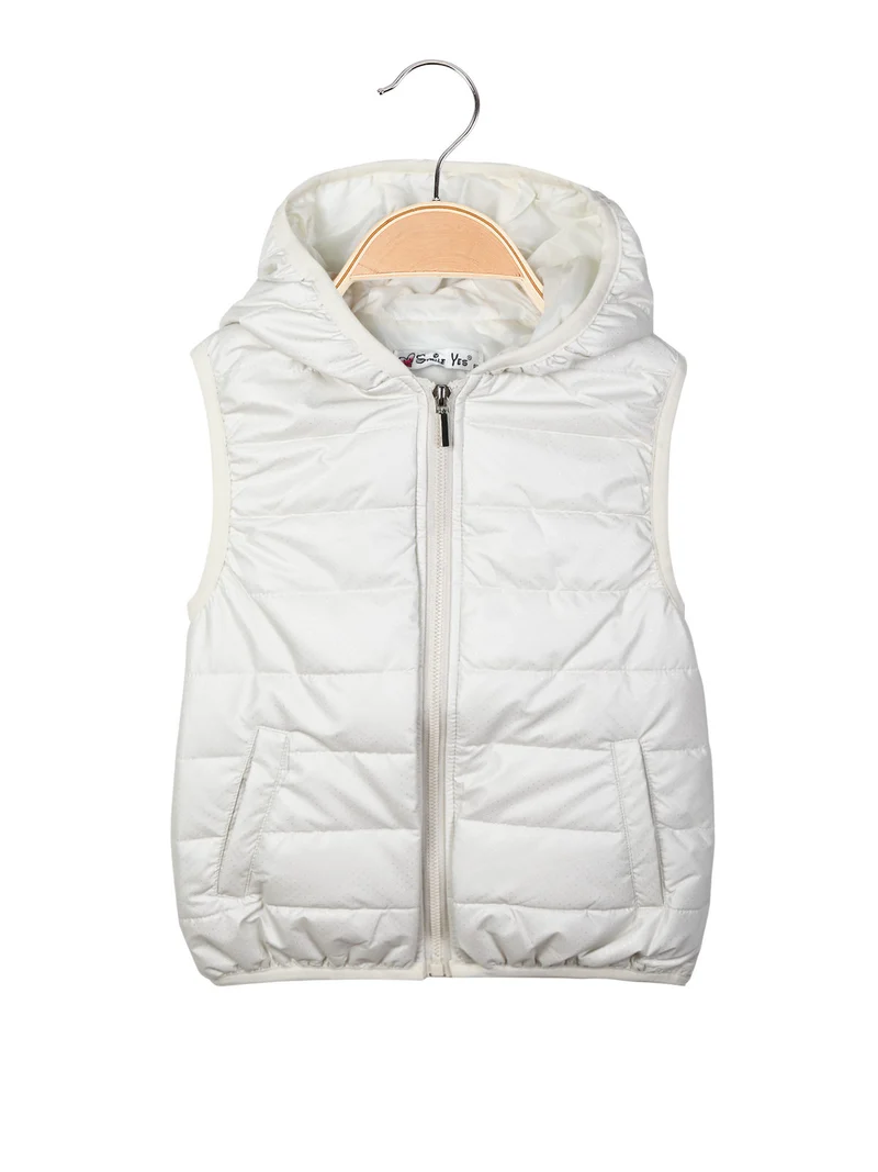 Gilet imbottito da bambina con cappuccio - beige