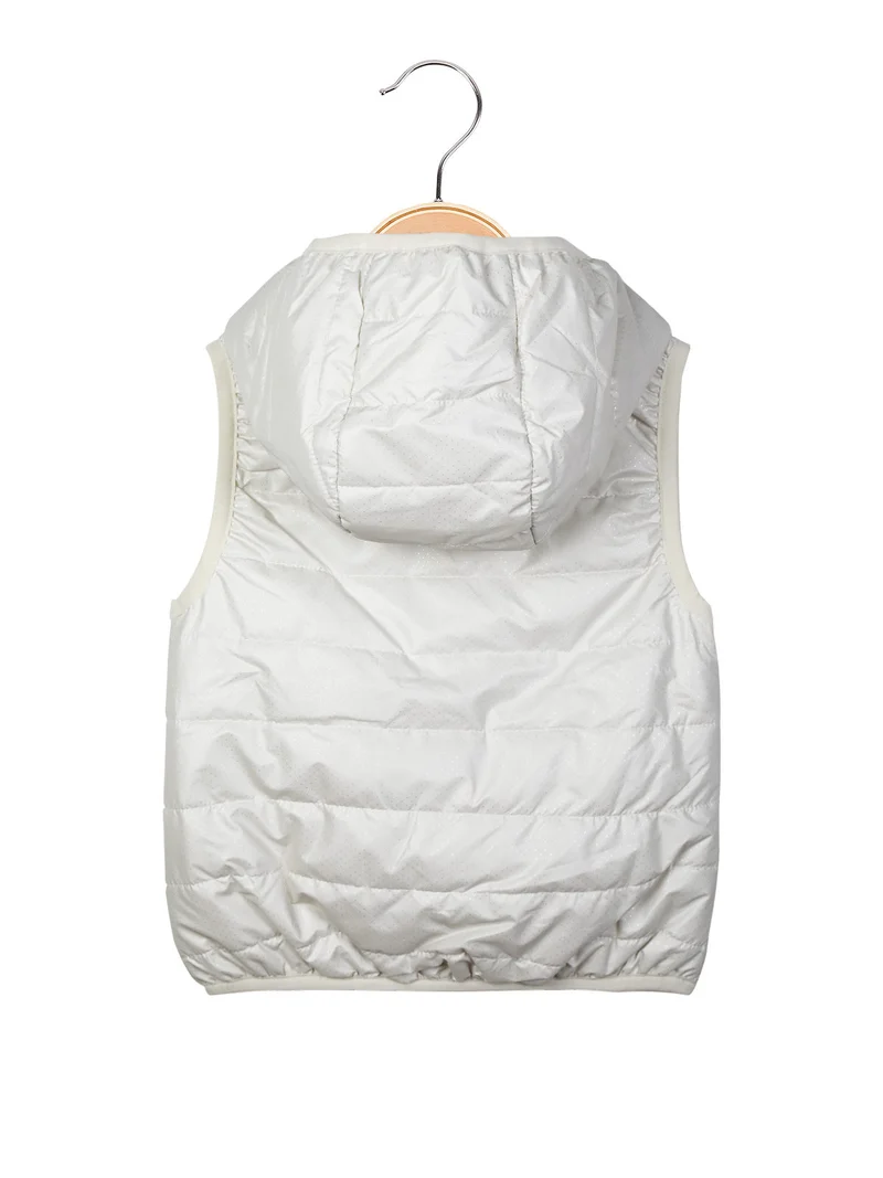 Gilet imbottito da bambina con cappuccio - beige
