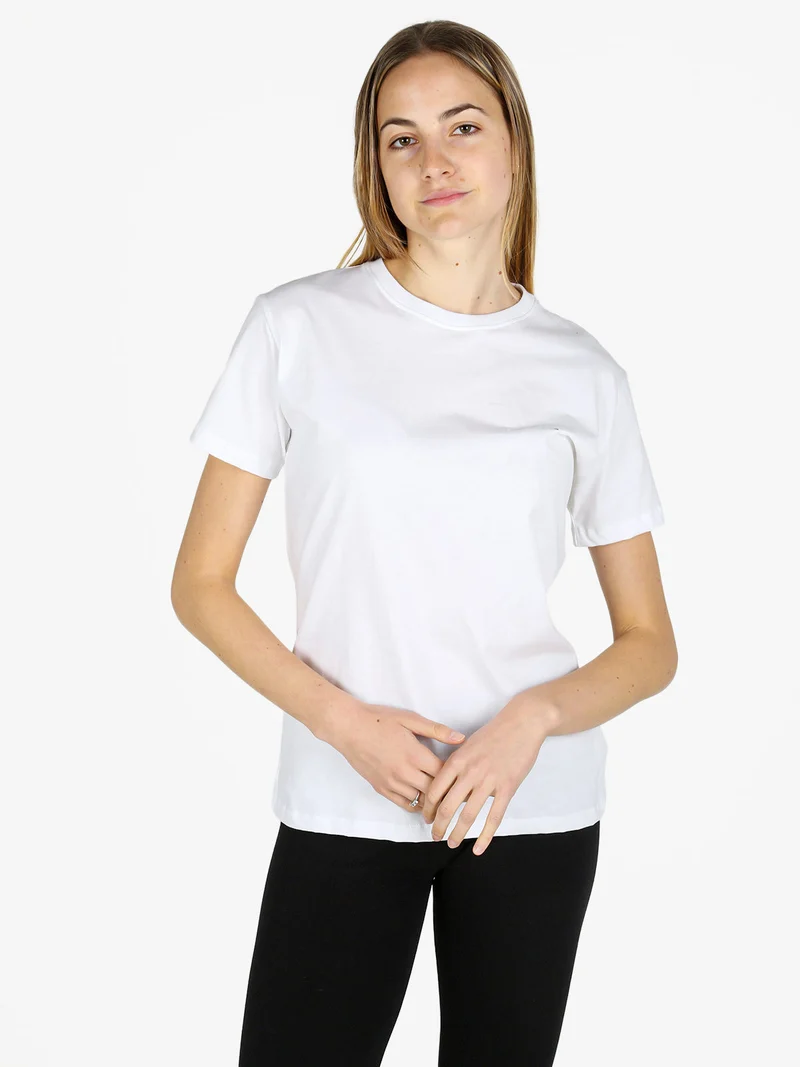 T-shirt donna in cotone con logo - bianco