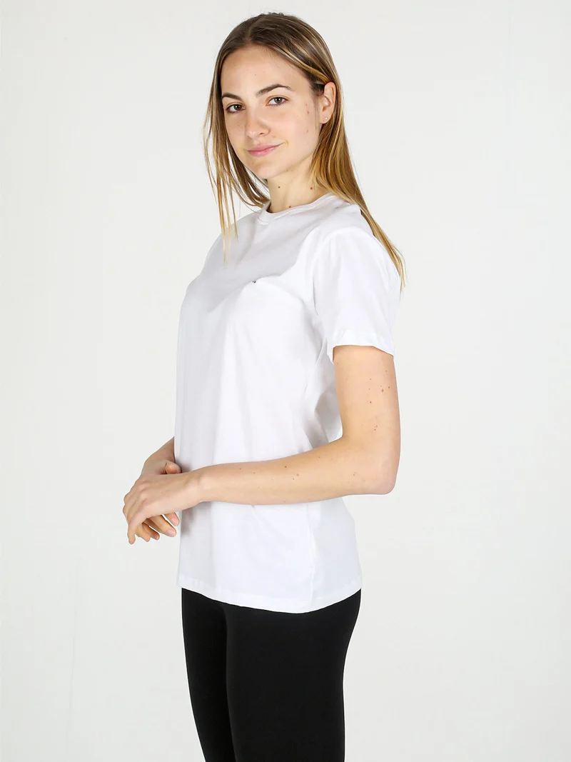 T-shirt donna in cotone con logo - bianco