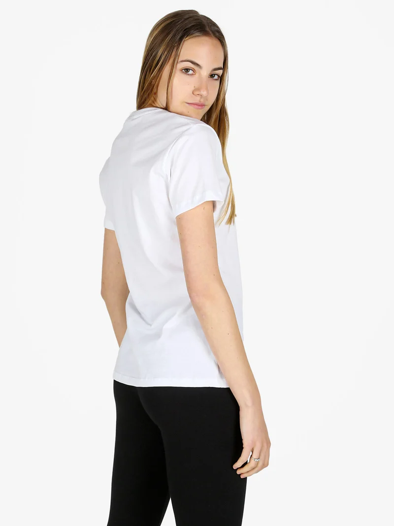 T-shirt donna in cotone con logo - bianco