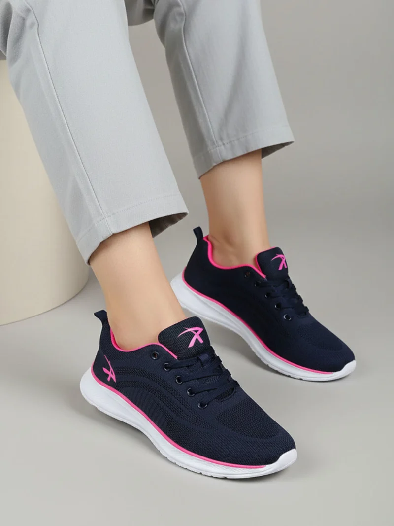 Sneakers donna sportive in maglia - blu scuro