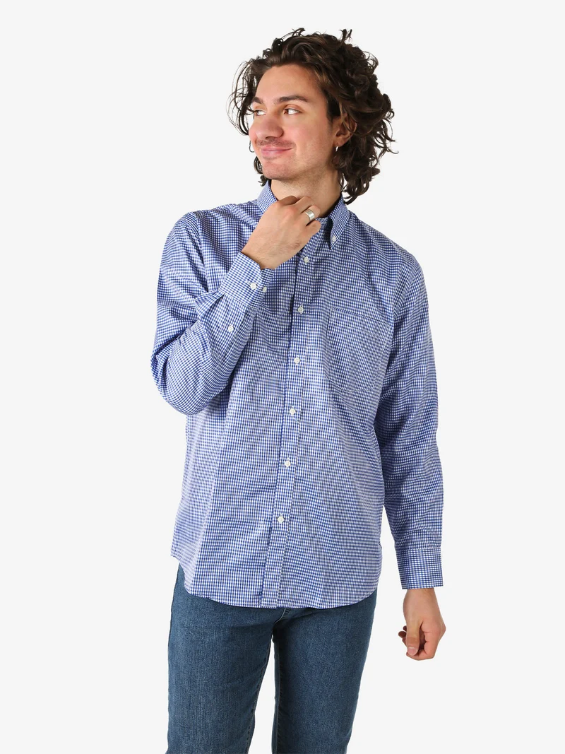 Camicia da uomo a quadretti con maniche lunghe - blu