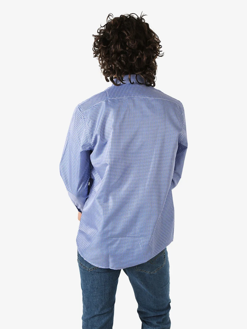 Camicia da uomo a quadretti con maniche lunghe - blu