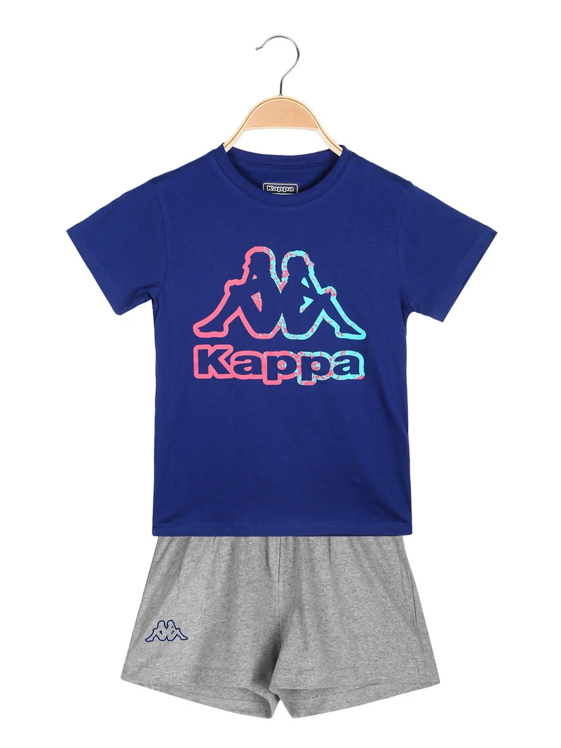 Pigiama corto da ragazza in cotone - blu scuro
