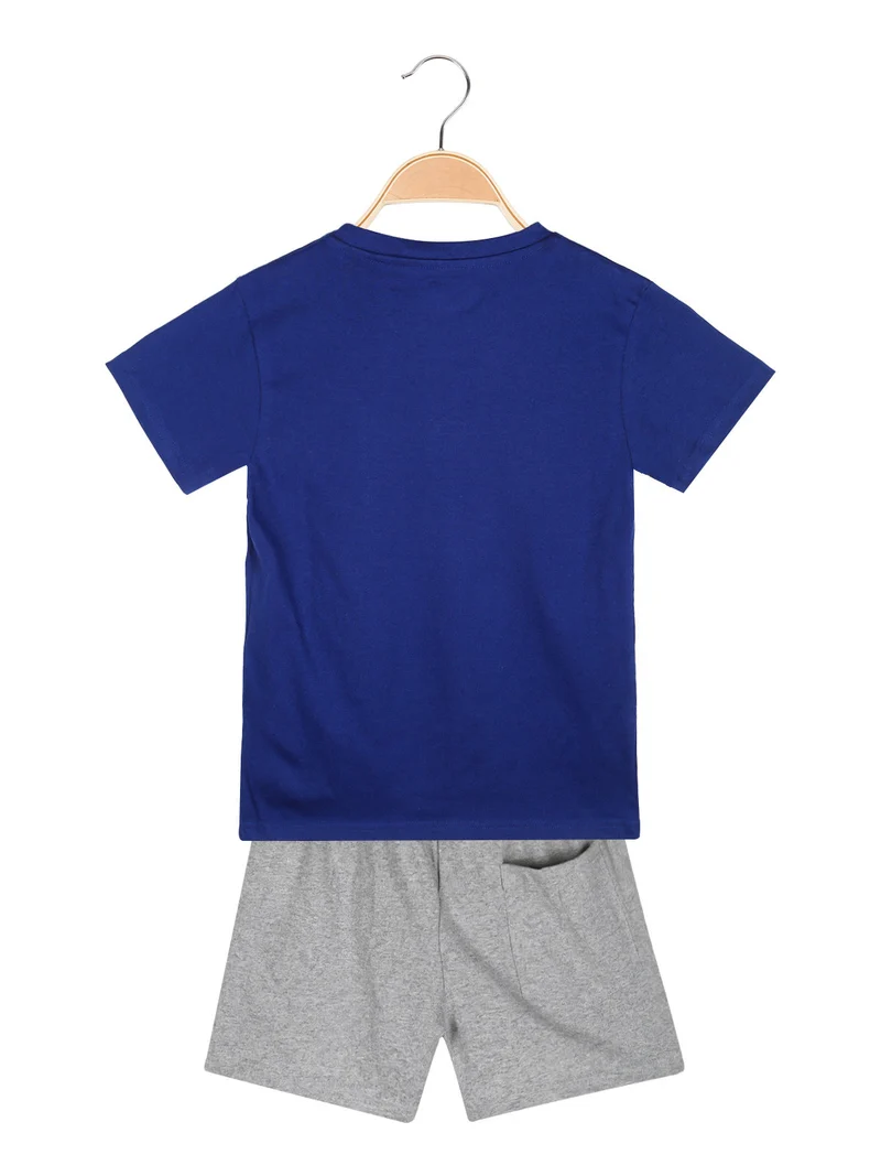 Pigiama corto da ragazza in cotone - blu scuro