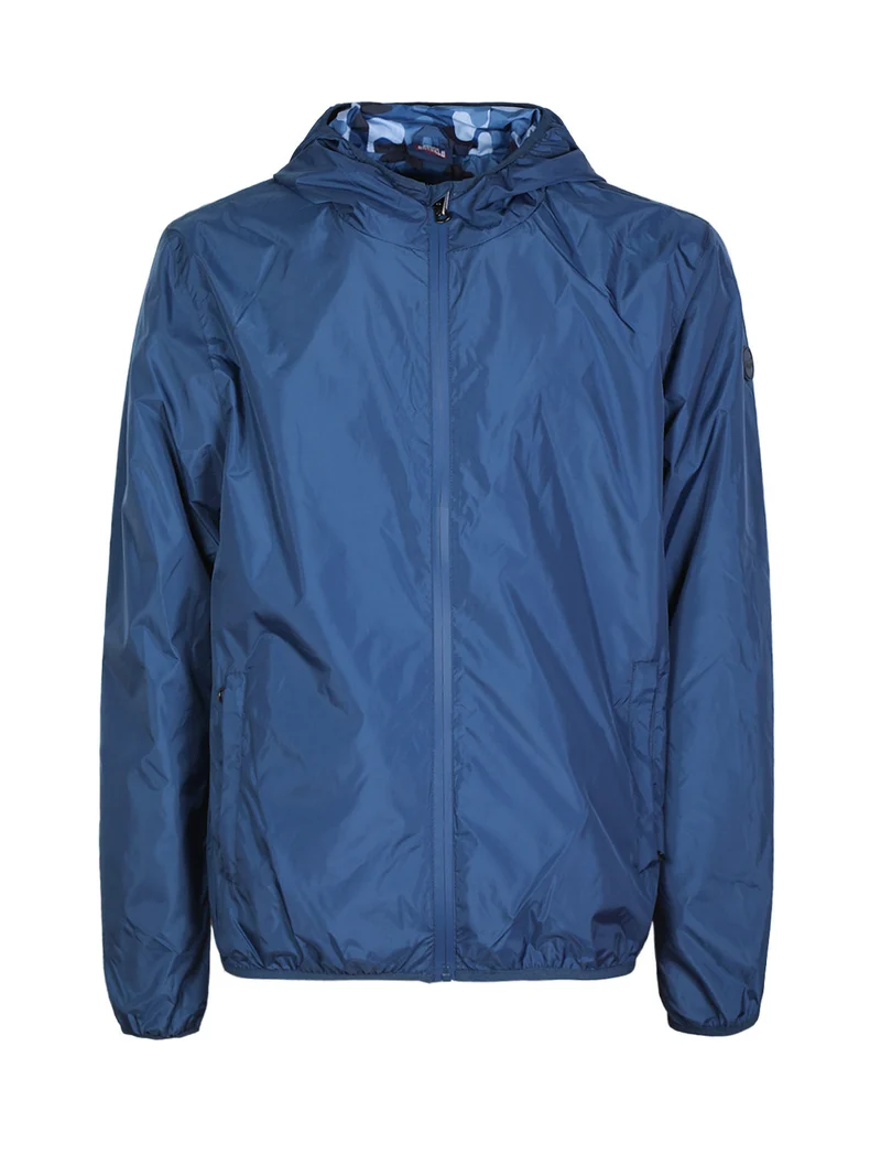 Giacca leggera a vento da uomo con cappuccio - blu