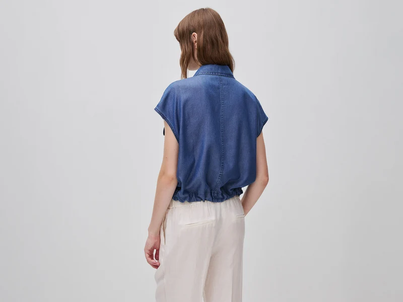 Ärmellose Chambray-Jacke