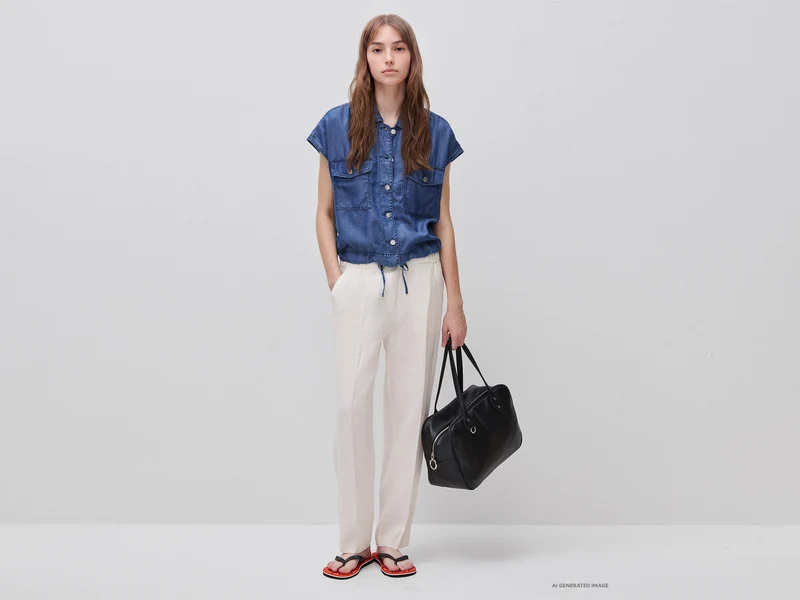 Ärmellose Chambray-Jacke