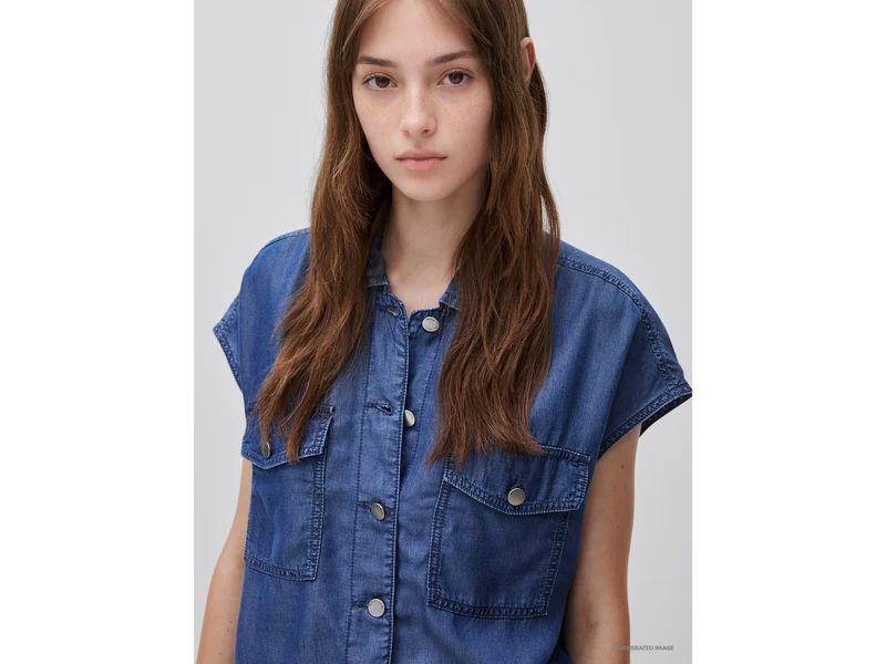 Ärmellose Chambray-Jacke