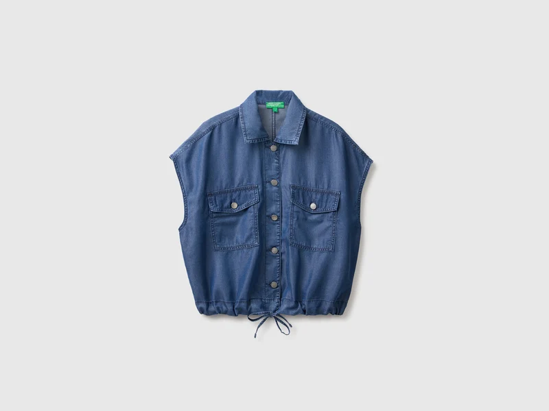 Ärmellose Chambray-Jacke