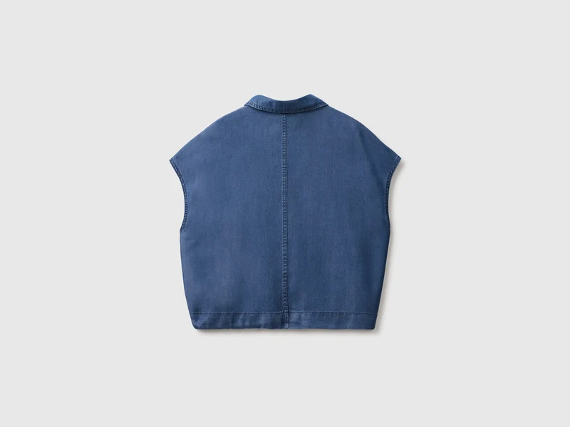 Ärmellose Chambray-Jacke