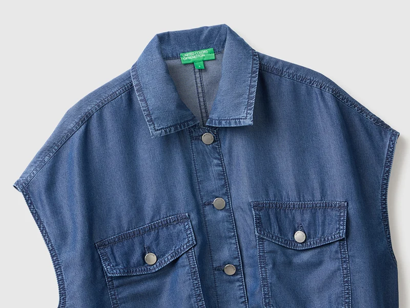 Ärmellose Chambray-Jacke