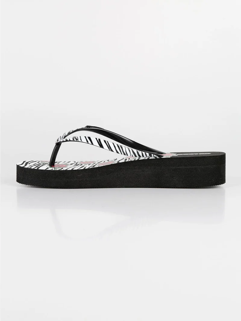 Infradito in gomma con zeppa - nero