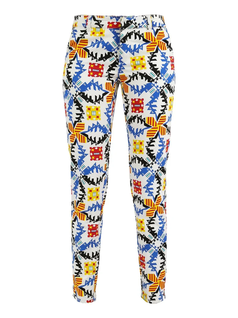 Pantalone a fantasia slim fit - bianco