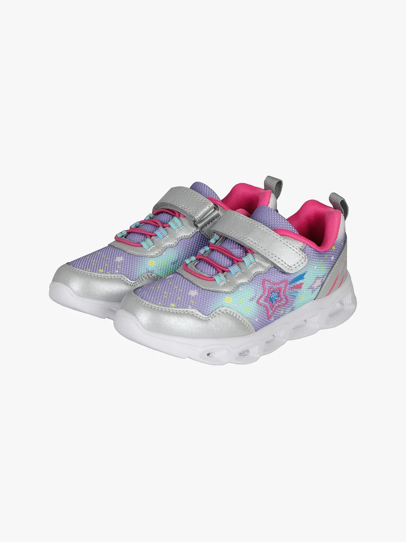 Sneakers da ragazza con chiusura a strappo e luci - lilla